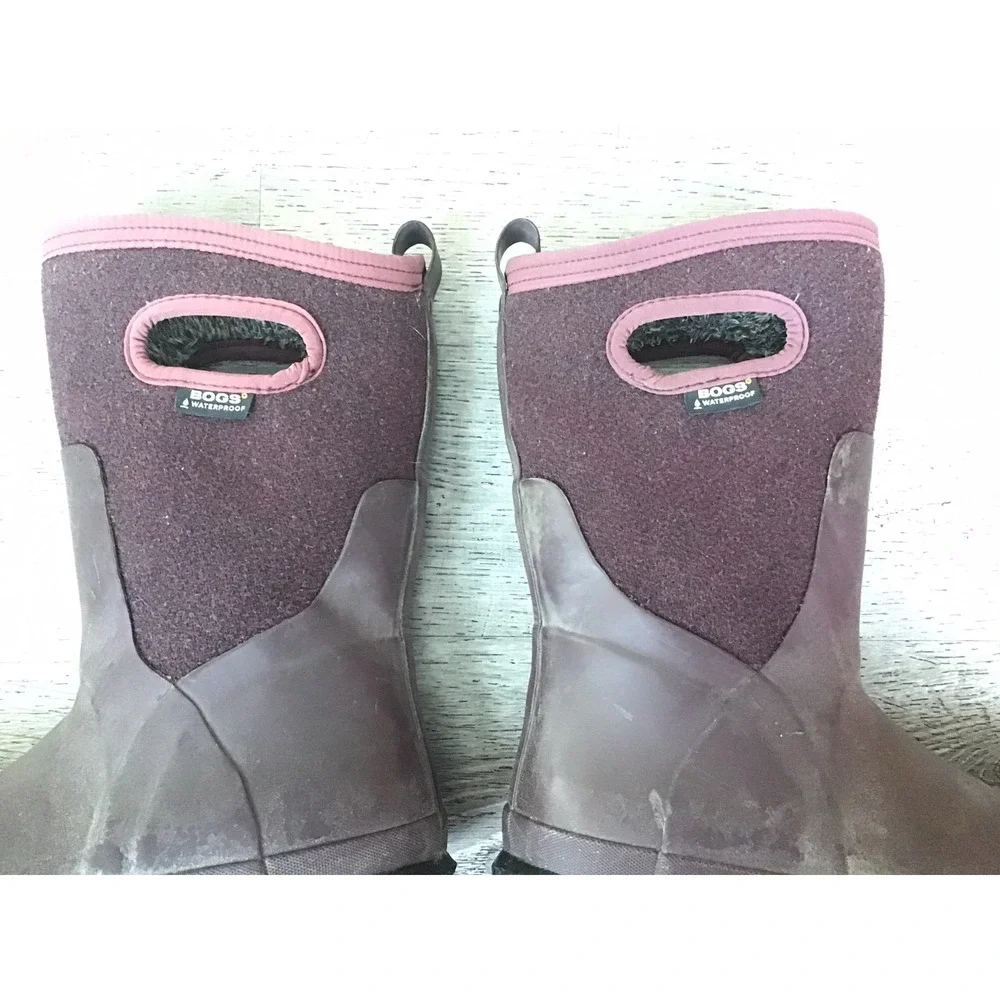 Bogs Youth Girls Size 6 Mauve Crandall Wool Winter Snow Boots 72139 Faux Fur